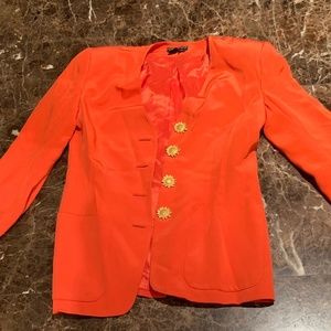 Orange Work Jacket with Sunflower Buttons